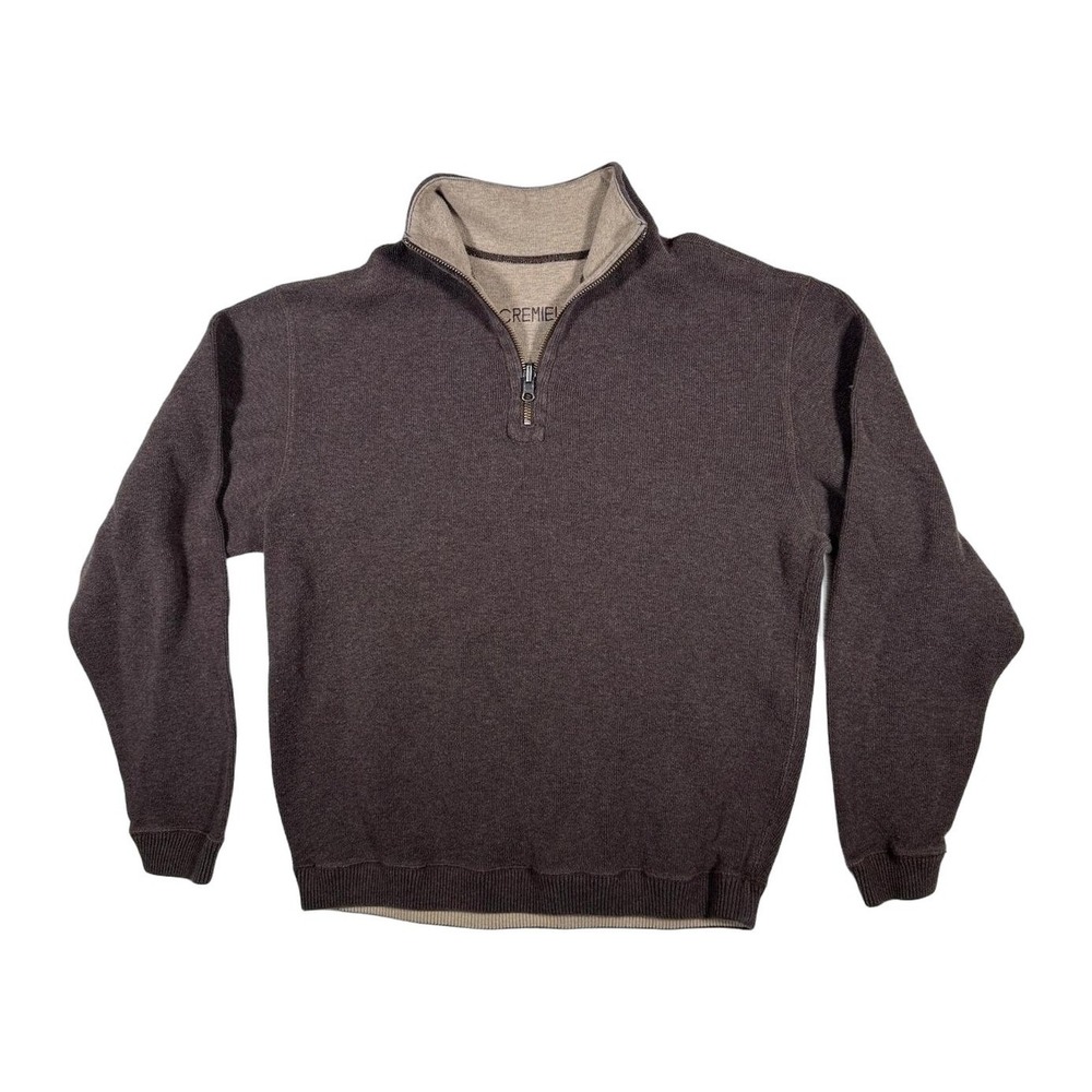 Cremieux‎ Quarter Zip Sweater Mens Brown Long Sleeve Pullover M Cotton Blend